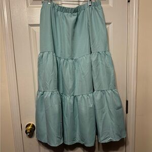 Light Blue Tiered Maxi Skirt